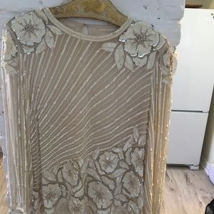 Vintage floral pearl beaded Blouson  Era 1960